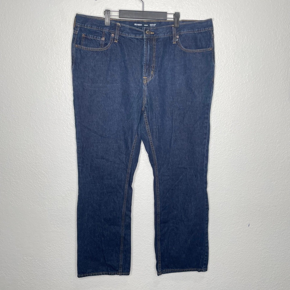Old Navy Mens Built-In Tough Boot-Cut Jeans Dark Wash 44x34 100% Cotton